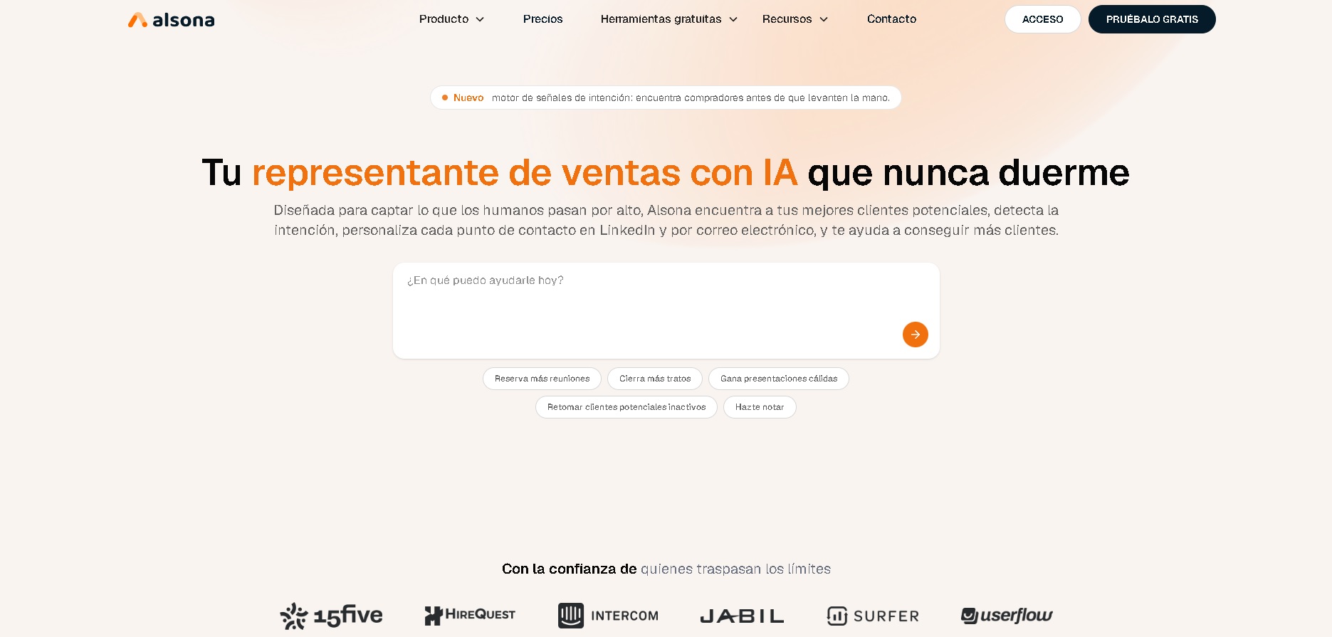 Alsona - Plataforma de automatización avanzada de LinkedIn para generar leads, detectar intención de compra y cerrar más tratos