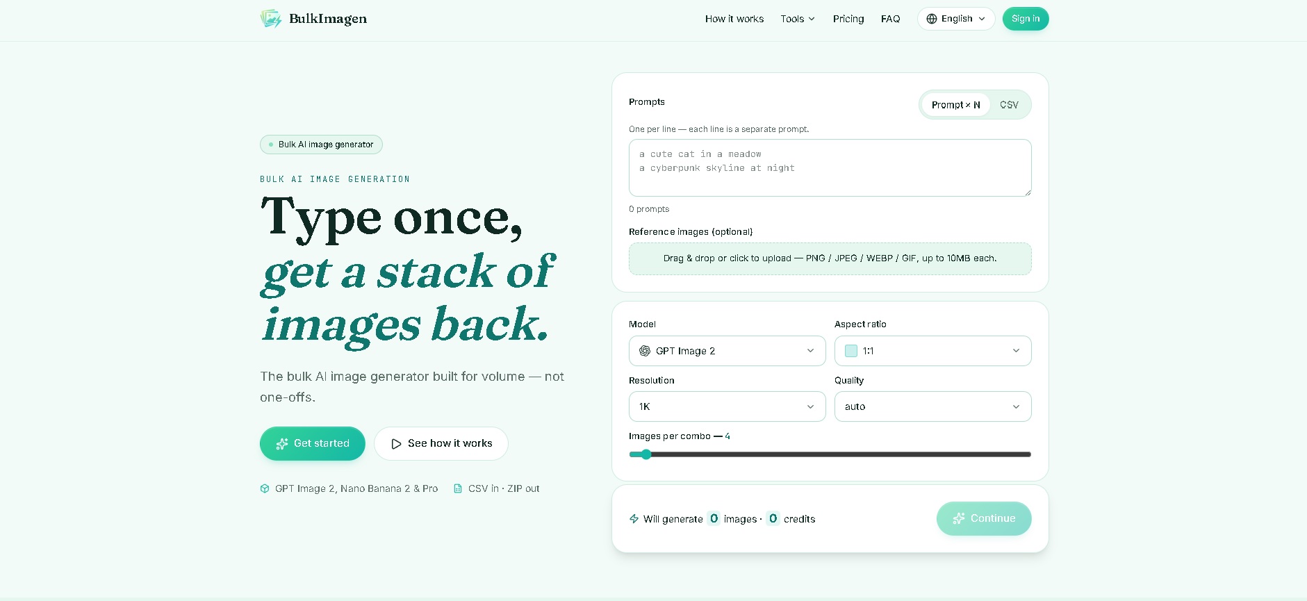 BulkImagen - Generador de imágenes en masa con IA a partir de prompts y CSV