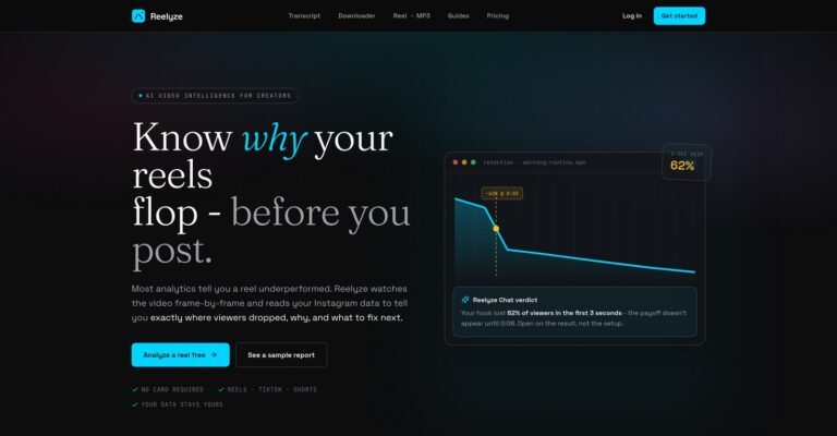 Reelyze - Analizador de Reels con IA que detecta drop-offs y mejora tu retención