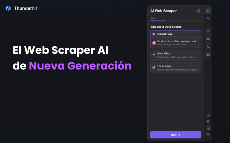 Thunderbit - Plataforma para extraer datos de sitios web y PDFs con IA en solo 2 clics, exportando a Google Sheets