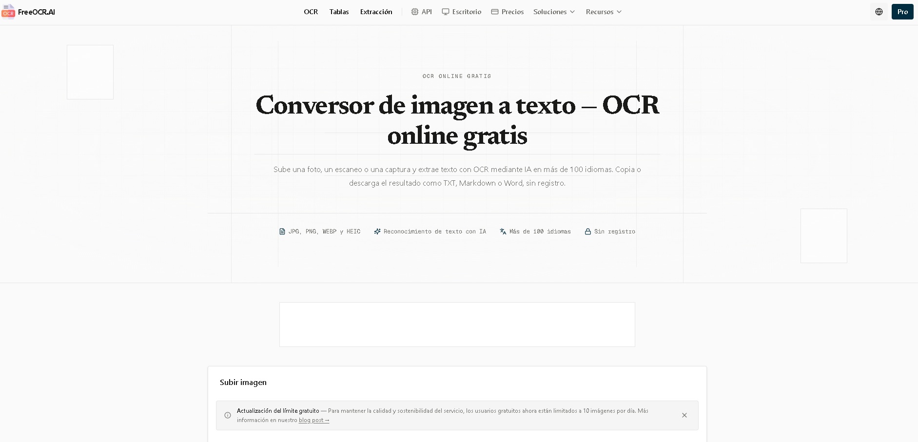 FreeOCR.AI - Conversor gratuito de imagen a texto con inteligencia artificial