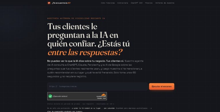 AreYouFoundByAI - Herramienta gratuita que verifica si tu negocio aparece en las respuestas de ChatGPT, Claude y Perplexity