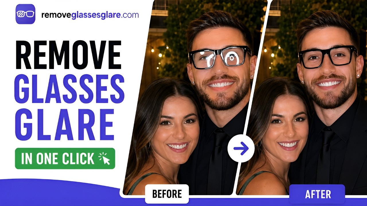 RemoveGlassesGlare - Herramienta IA para eliminar brillos y reflejos de gafas en fotografías