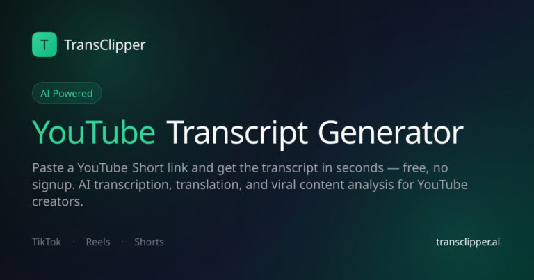 TransClipper - Plataforma para generar transcripciones de videos y analizar videos virales con IA, generando ganchos y analizando patrones