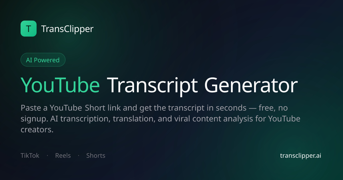 TransClipper - Plataforma para generar transcripciones de videos y analizar videos virales con IA, generando ganchos y analizando patrones