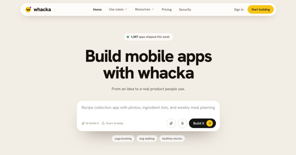 Whacka.app - Plataforma de IA que convierte una descripción en aplicaciones web funcionales sin necesidad de código