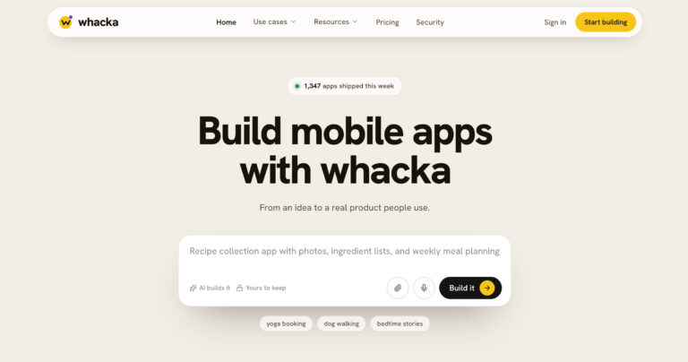 Whacka.app - Plataforma de IA que convierte una descripción en aplicaciones web funcionales sin necesidad de código