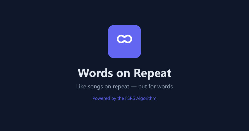 Words on Repeat - Herramienta IA para crear barajas de vocabulario a partir de vídeos, PDFs y artículos con repetición espaciada