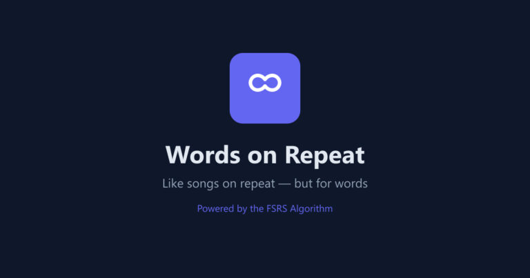 Words on Repeat - Herramienta IA para crear barajas de vocabulario a partir de vídeos, PDFs y artículos con repetición espaciada