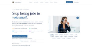 BotsDontSleep.ai mostrando su recepcionista virtual con IA que contesta llamadas 24/7, agenda citas y atiende en 90+ idiomas para negocios