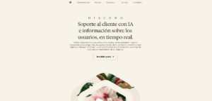 Página principal de HeyDeacon.com mostrando su interfaz de agente de IA para soporte al cliente integrado en productos digitales