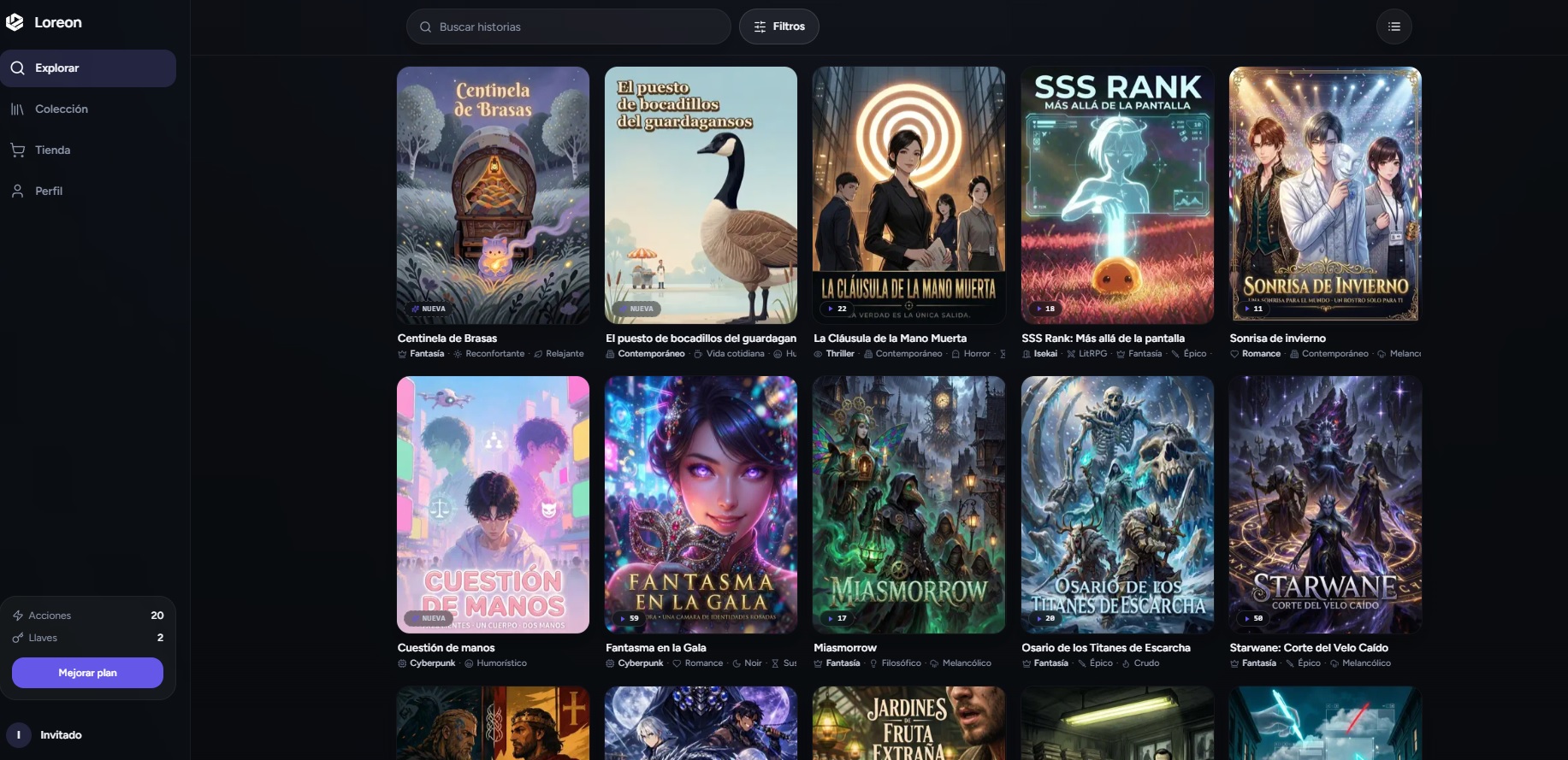 Loreon - Plataforma de historias interactivas con inteligencia artificial donde el lector decide el rumbo de la narrativa