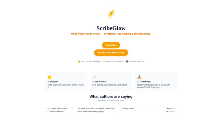 ScribeGlow - Herramienta de line editing y proofreading con IA para manuscritos de autores independientes