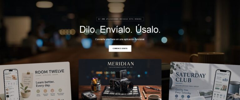Página principal de Whacka.app mostrando su interfaz de creación de apps funcionales mediante descripciones en lenguaje natural