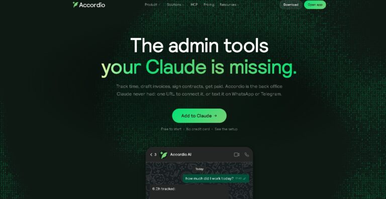 Accordio MCP - Conector que permite a Claude leer horas trabajadas y redactar borradores de facturas y contratos sin enviar ni firmar por su cuenta