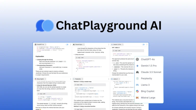 ChatPlayground AI - Plataforma para comparar respuestas de ChatGPT, Claude, Gemini, Grok y más modelos en un solo prompt