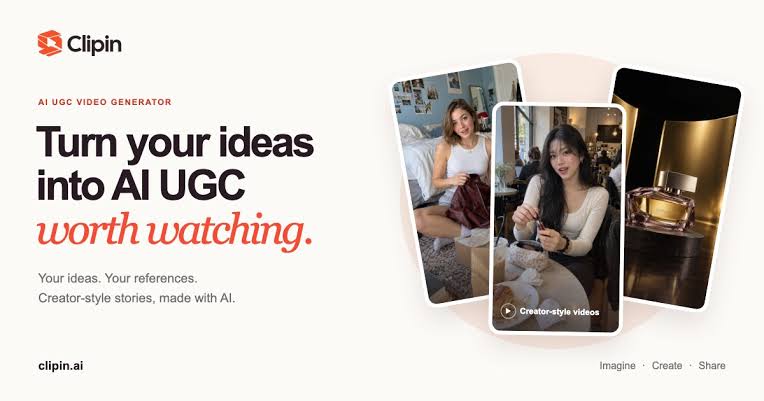 Clipin - Generador de vídeos UGC con IA para demos de producto, unboxing e historias cotidianas en formato vertical 9:16