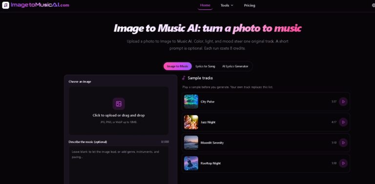 Image to Music AI - Herramienta que convierte una foto en una pista musical original usando color, luz y ambiente visual con Lyria 3 Pro