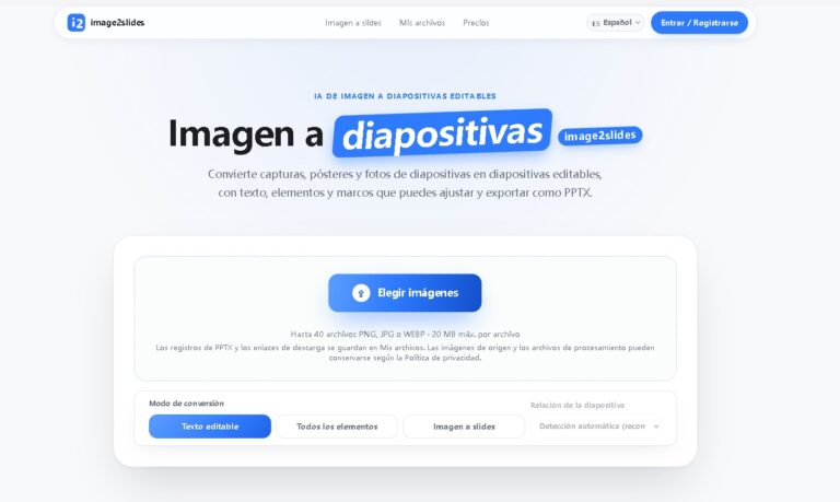 Image2Slides - Herramienta de IA que convierte capturas, pósteres y fotos de diapositivas en archivos PPTX con texto y elementos editables