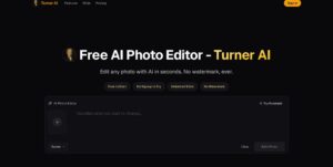 Turner AI - Editor de fotos online con IA para cambios localizados (fondo, objetos, color y luz) sin marca de agua y sin registro obligatorio para empezar