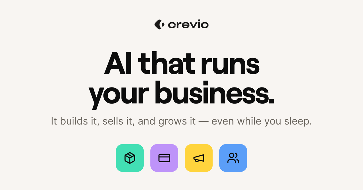 Crevio plataforma de IA para construir web, productos y operar un negocio digital con planes gratis y de pago
