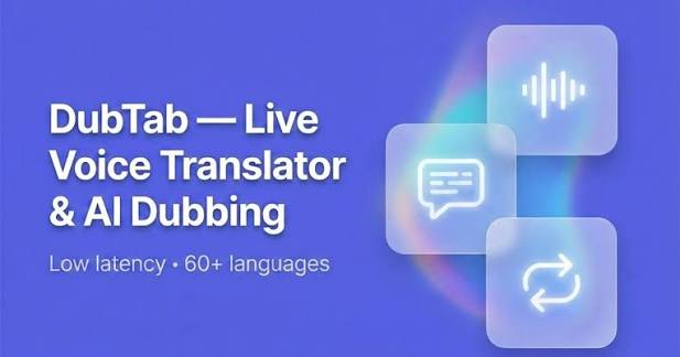 DubTab extensión y app de doblaje con IA en tiempo real sobre un curso online y un stream
