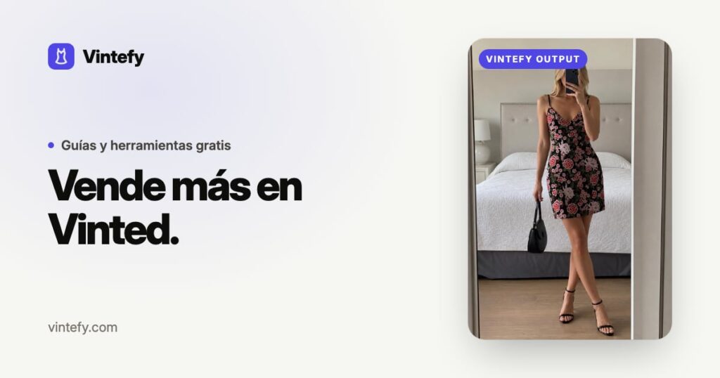 Vintefy: antes y después de una foto de ropa del móvil convertida en imagen de estudio con IA para vender en Vinted